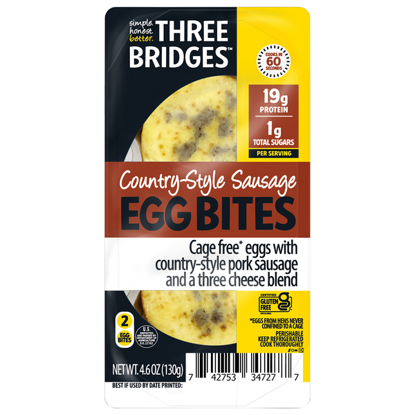 Three Bridges Country-Style Sausage Egg Bites - 2 ct