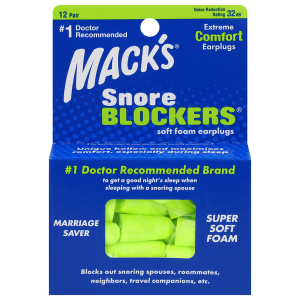 Mack's Snore Blocker Soft Foam Earplugs w/Free TravelCase