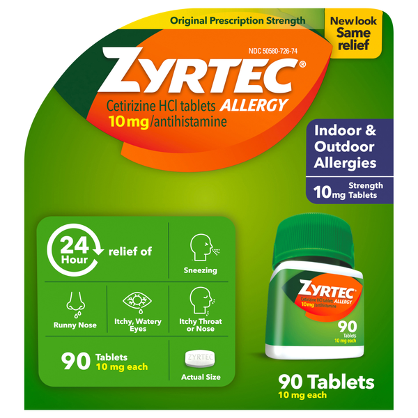 Zyrtec Allergy Relief 24-Hour 10 mg Tablets