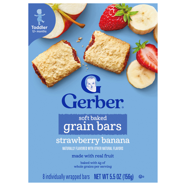 Gerber Snacks Toddler Strawberry Banana Soft Baked Grain Bars - 8 ct