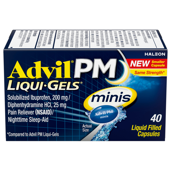 Advil PM Liqui-Gels Minis Pain Relief 200 mg Liquid Filled Capsules