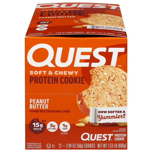 Quest Keto Friendly Peanut Butter 15g Protein Soft & Chewy Cookie - 12 ct