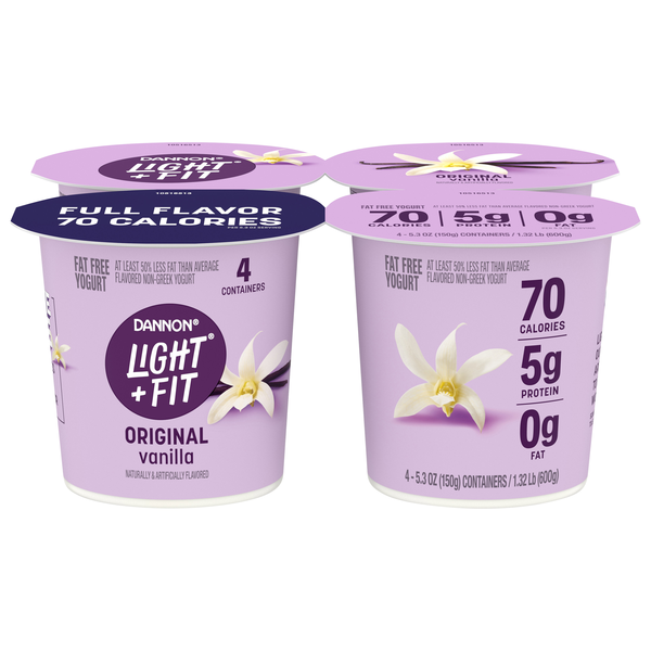Dannon Light + Fit Fat Free Original Vanilla Yogurt Cup - 4 ct