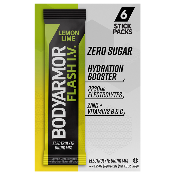 BODYARMOR Flash I.V. Lemon Lime Electrolyte Drink Mix - 6 ct