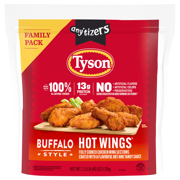 Tyson Any'tizers Buffalo Style Hot Chicken Wings Family Pack Frozen