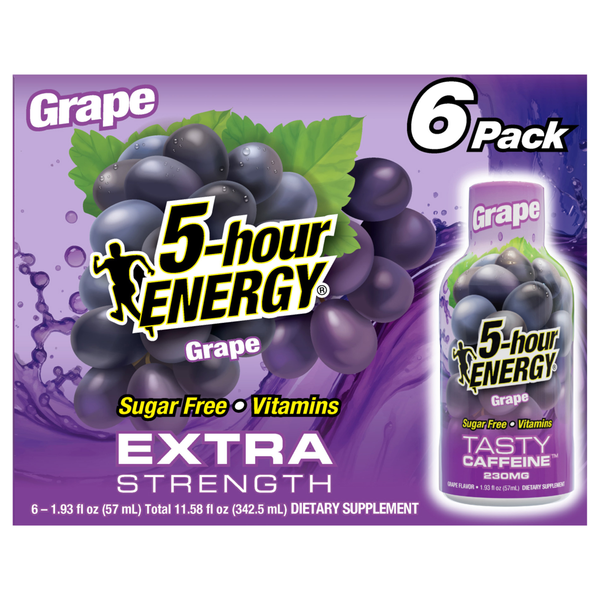 5-Hour Extra Strength Sugar Free Grape Energy Shot - 6 pk
