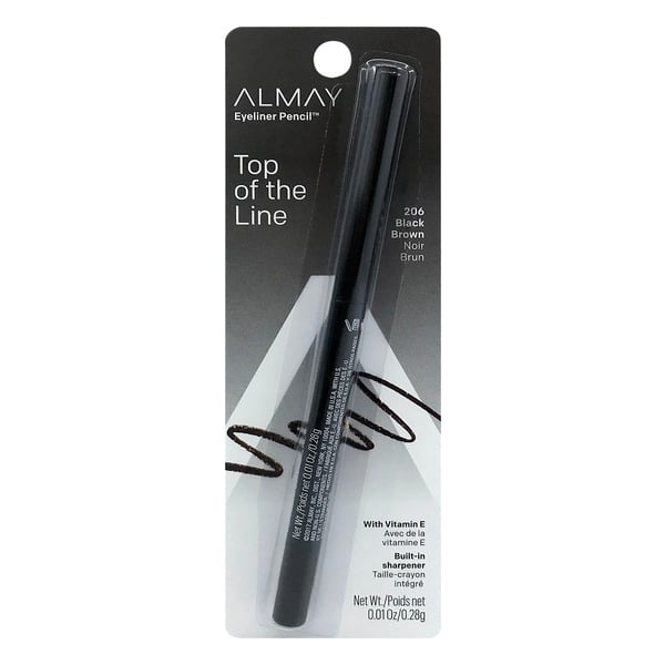 Almay Top of the Line Eyeliner Pencil w/Built-in Sharpener Black/Brown 206