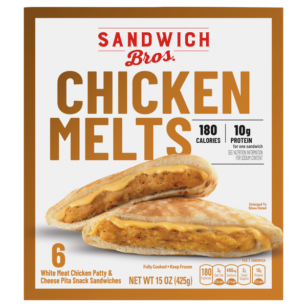Sandwich Bros. Chicken Melts Pita Snack Sandwiches - 6 ct Frozen