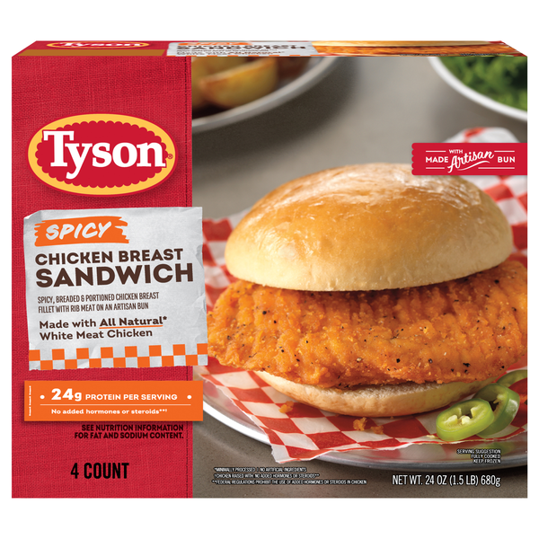 Save on Tyson Chicken Breast Sandwich Spicy 4 ct Order Online