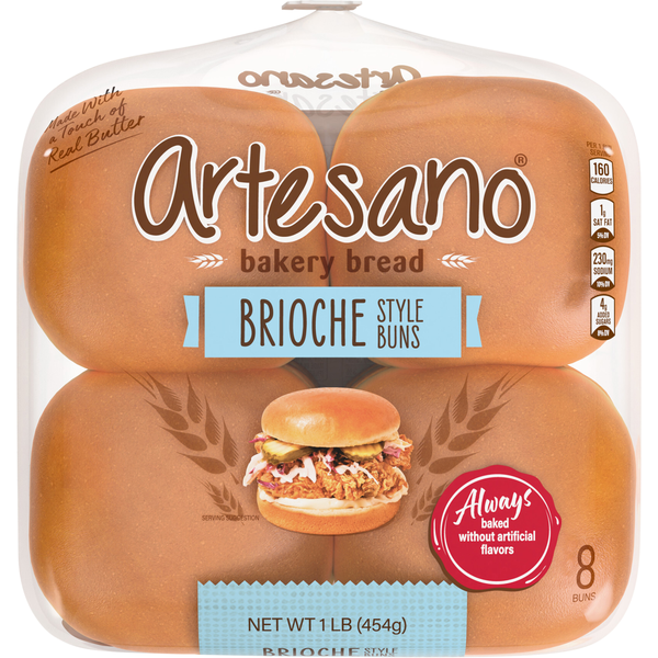 Artesano Brioche Hamburger Buns - 8 ct