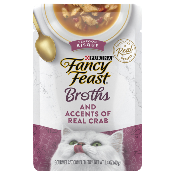 Fancy Feast Broths Cat Complement Seafood Bisque & Accents of Real Crab