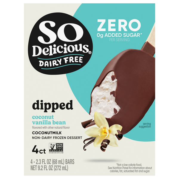 So Delicious Dairy Free Dipped Vanilla Bean Coconutmilk Dessert Bars - 4ct