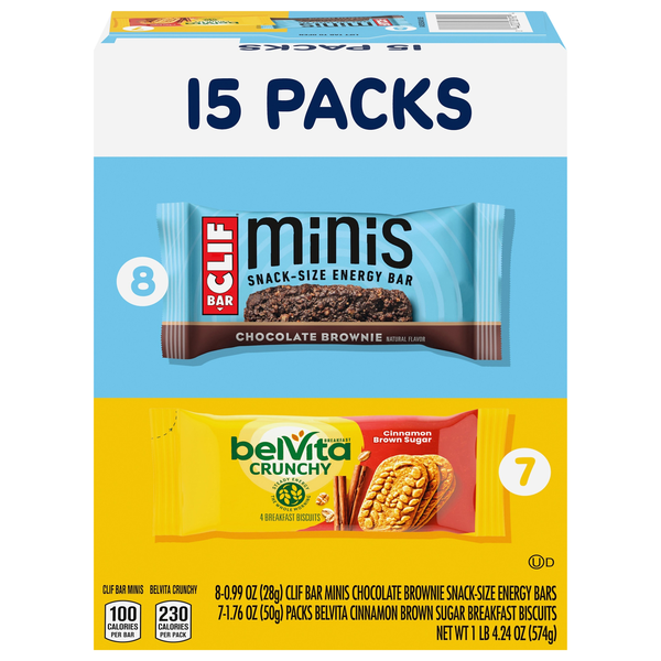 CLIF Minis Energy Bars & belVita Breakfast Biscuits Variety Pack - 15 ct