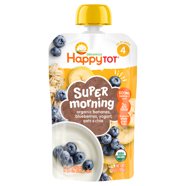Happy Tot Organics Stage 4 Super Morning Bananas Blueberries Yogurt & Oats