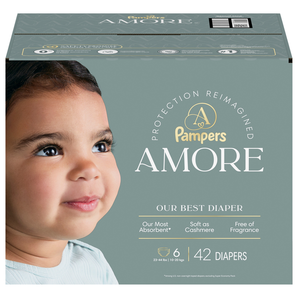 Pampers Amore Size 6 Baby Diapers 23-44 lb