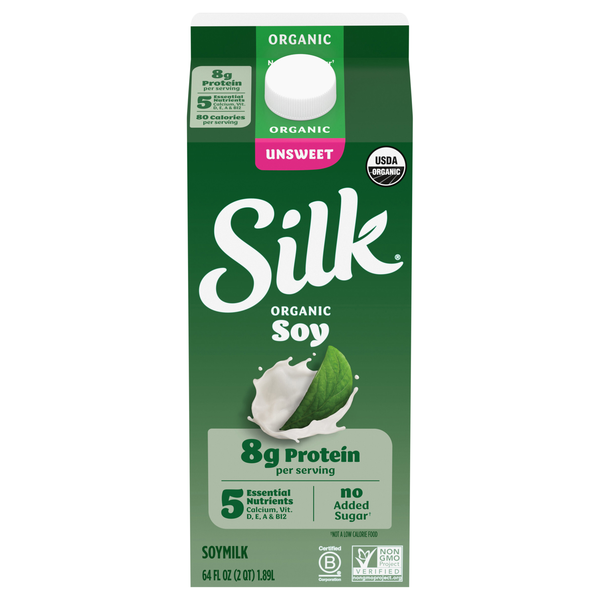 Silk Organic Unsweetened Soymilk Refrigerated