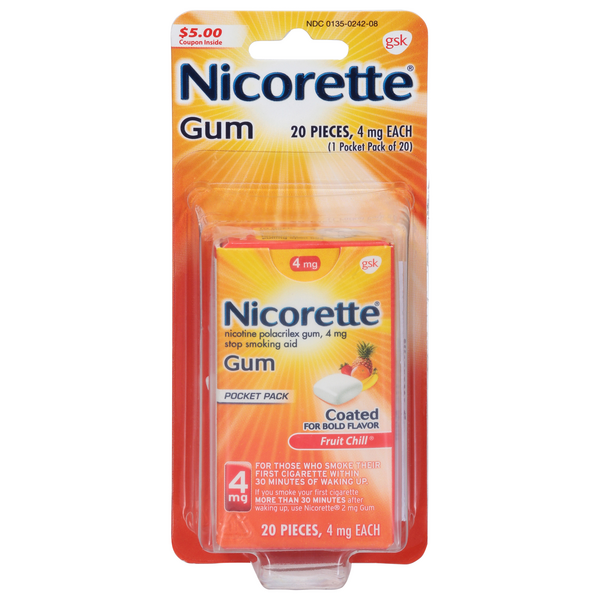 Save on Nicorette Nicotine Gum 4 mg Fruit Chill Order Online Delivery ...