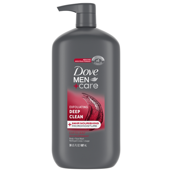 Dove Men+Care Deep Clean Exfoliating Body + Face Wash Pump