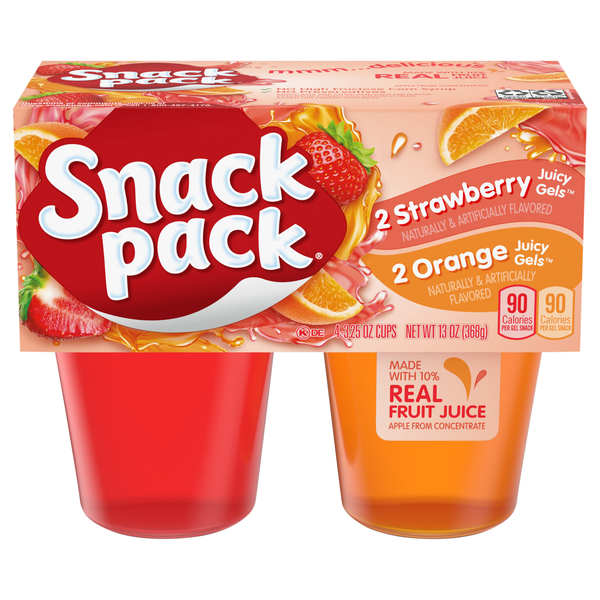 Snack Pack Strawberry & Orange Juicy Gels Cups - 4 ct