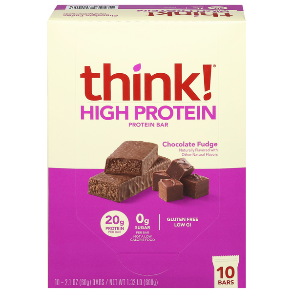 Save on think! Gluten Free Chocolate Fudge 20g High Protein Bar - 10 ct ...