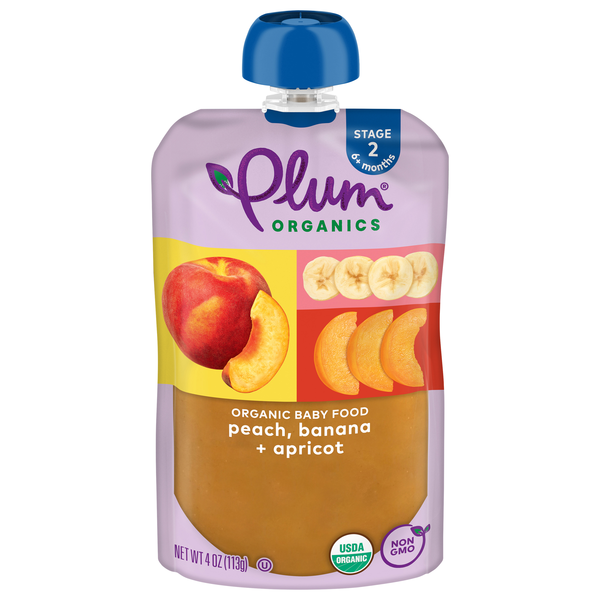 Plum Organics Stage 2 Baby Food Peach Banana + Apricot