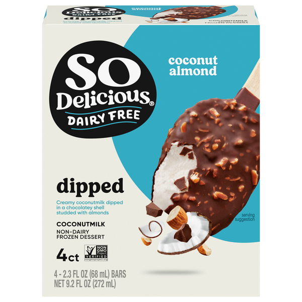 So Delicious Dairy Free Dipped Coconut Almond Fudge Dessert Bars - 4 ct