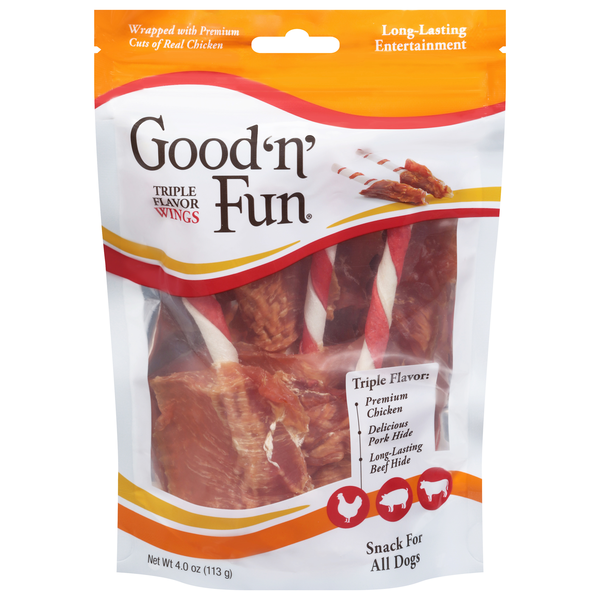 Good 'n' Fun Triple Flavor Wings Chicken Beef Pork Dog Chews