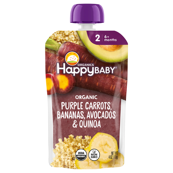 Happy Baby Organics 2 Baby Food Purple Carrots Bananas Avocados & Quinoa