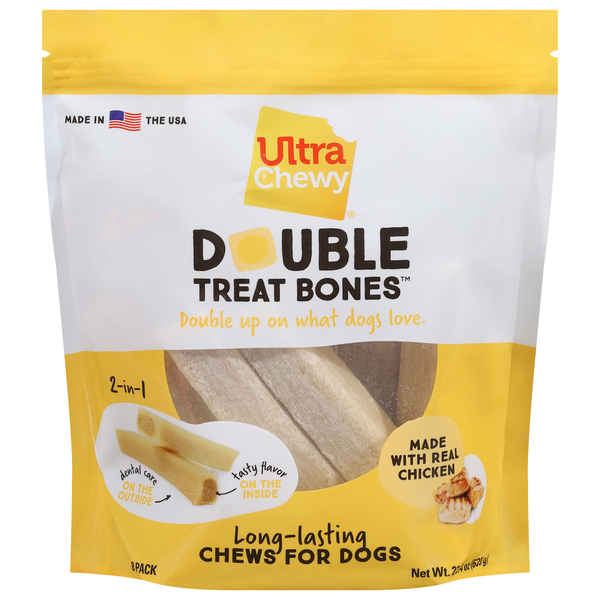 Ultra Chewy Chicken Double Treat Bones Dog Chews