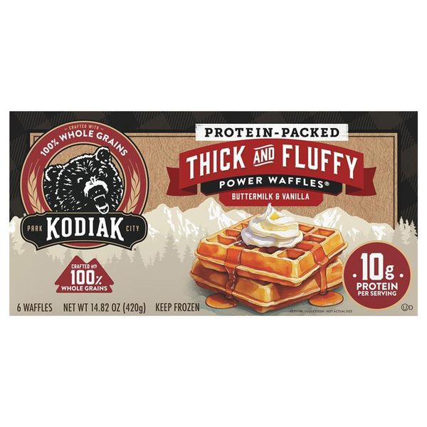 Kodiak Protein Thick & Fluffy Buttermilk & Vanilla Power Waffles - 6 ct