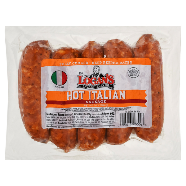 Save on Logan's Sausage Hot Italian Fully Cooked 5 ct Order Online Delivery Giant