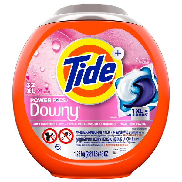 Tide + Downy Soft Boosters April Fresh Scent Laundry Power Pods - 32 ct