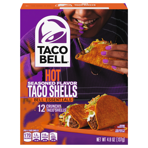 Taco Bell Hot Seasoned Crunchy Hard Taco Shells - 12 ct