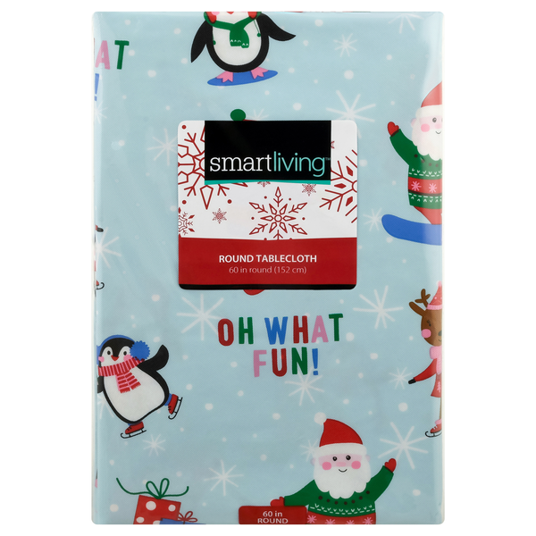 Smart Living Round Holiday Tablecloth Oh What Fun! 60 Inch