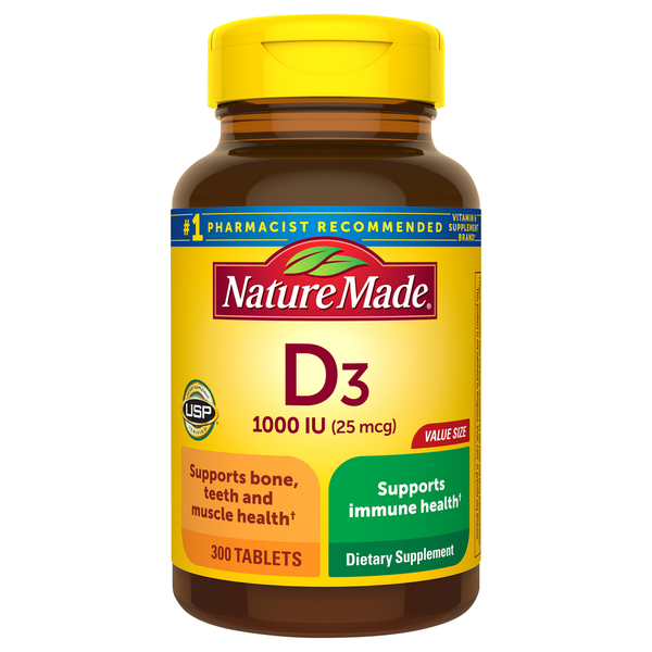 Nature Made Vitamin D3 1000 IU Dietary Supplement Tablets