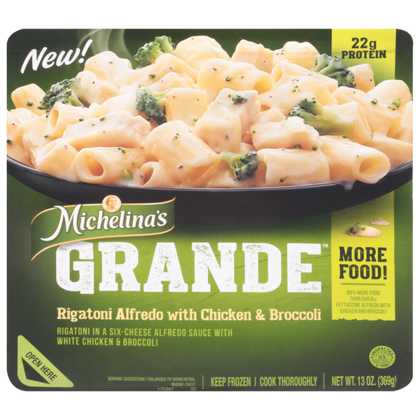 Save on Michelina's Grande Rigatoni Alfredo with Chicken & Broccoli