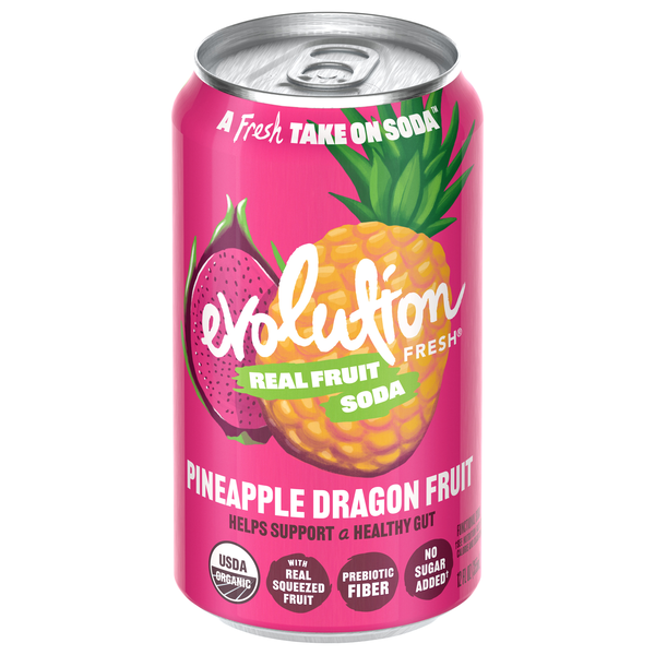 Evolution Fresh Organic Pineapple DragonFruit Real Fruit Soda Refrigerated