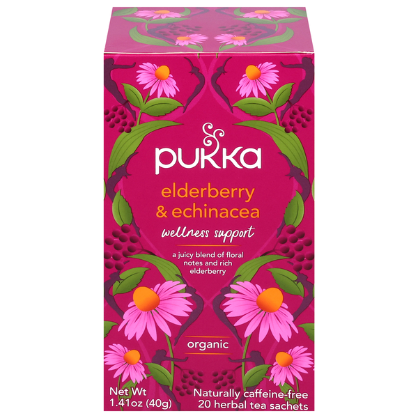 Pukka Organic Caffeine Free Elderberry & Echinacea Herbal Tea Sachets