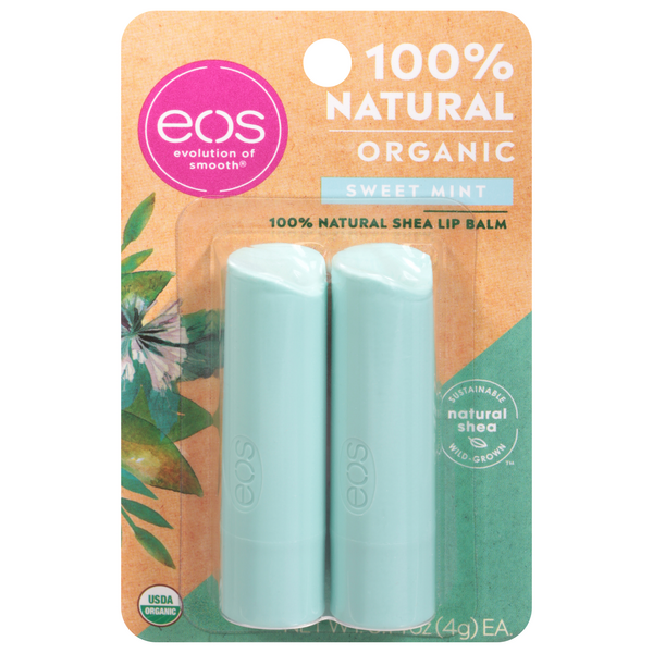 Save on eos 100 Natural Shea Lip Balm Sweet Mint Organic 2 ct Order
