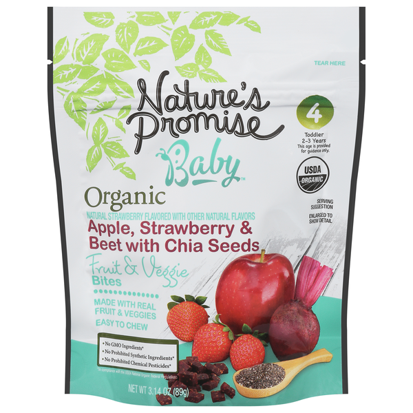 Nature's Promise Organic Baby 4 Apple Strawberry & Beet Fruit Veggie Bites