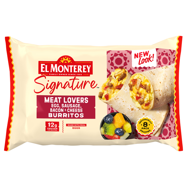 El Monterey Signature Meat Lovers Breakfast Burritos - 8 ct