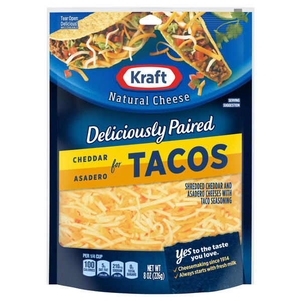 Kraft Shredded Cheddar & Asadero Cheese with Taco Seasoning