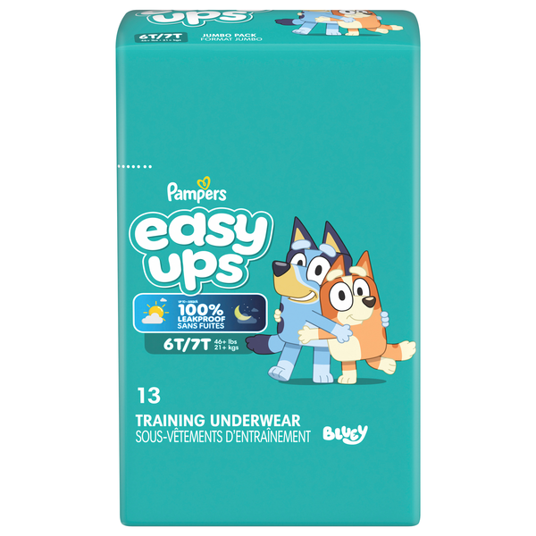 Pampers Easy Ups Bluey Boys Size 7 Training Underwear 64+ lbs