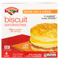 Hannaford Bacon Egg & Cheese Biscuit Breakfast Sandwiches - 4 ct