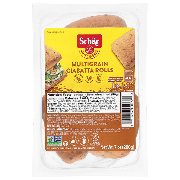Schar Gluten Free Multigrain Ciabatta Sandwich Rolls - 4 ct