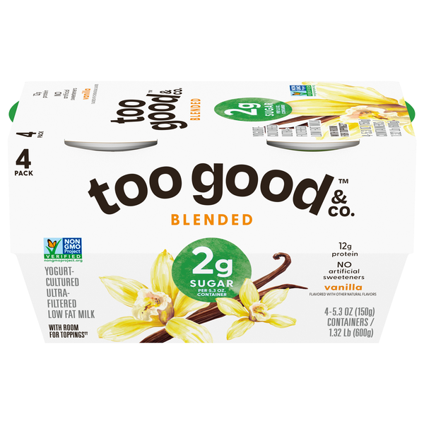 Too Good & Co. Blended Low Fat Vanilla Greek Yogurt Cup - 4 ct