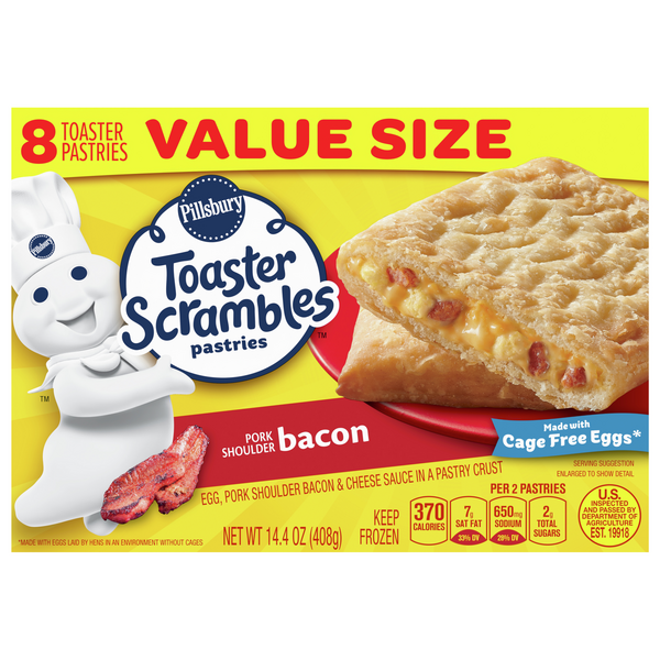 Save on Pillsbury Toaster Scrambles Pastries Pork Shoulder Bacon Value