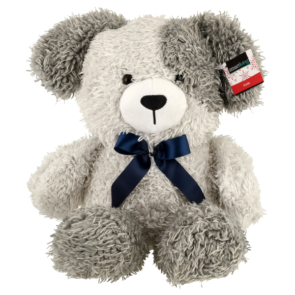 Smart Living Fuzzy Holiday Plush Grey Teddy Bear
