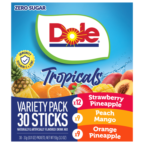 Dole Zero Sugar Flavored Drink Mix Variety Pack - 30 ct