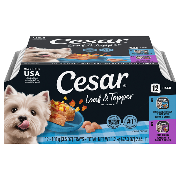 CESAR Loaf & Topper in Sauce Variety Pack Adult Wet Dog Food - 12 ct